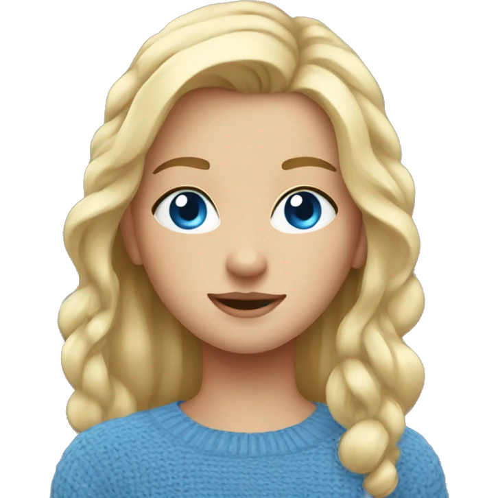 blue eyes blonde shor hair girl blue sweater emoji
