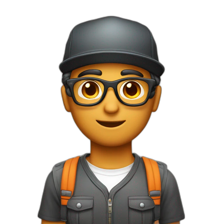 novio con gorra y novia pelo corto pelo naranja y gafas emoji