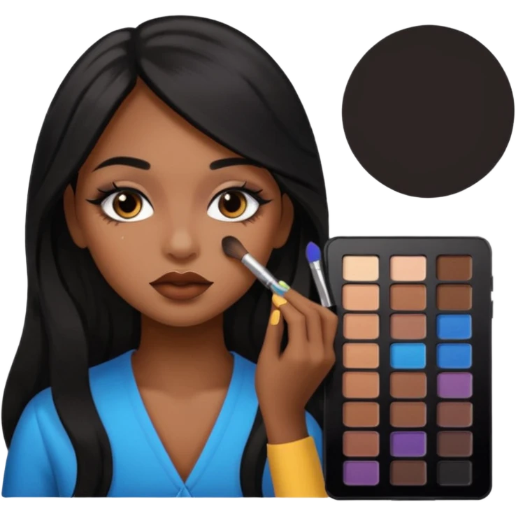 Una niña morena maquillandose con pelo largo emoji