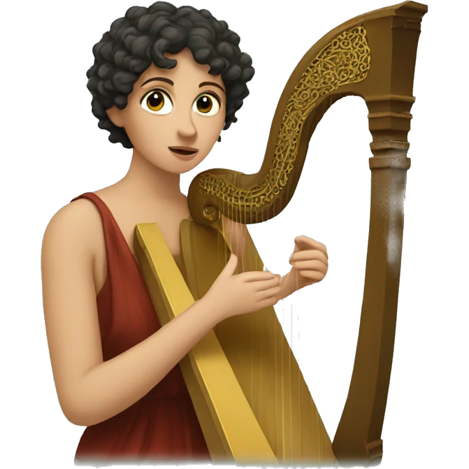 Sappho a harp in his hand emoji