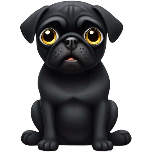 Black pug saying “I’m sorry” emoji