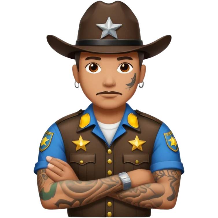 sheriff with tatttoos only on his arms  emoji