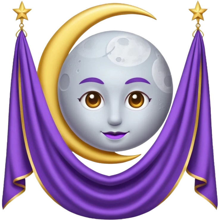 Moon Banner — silver cloth + violet trim,Royal Banner. emoji