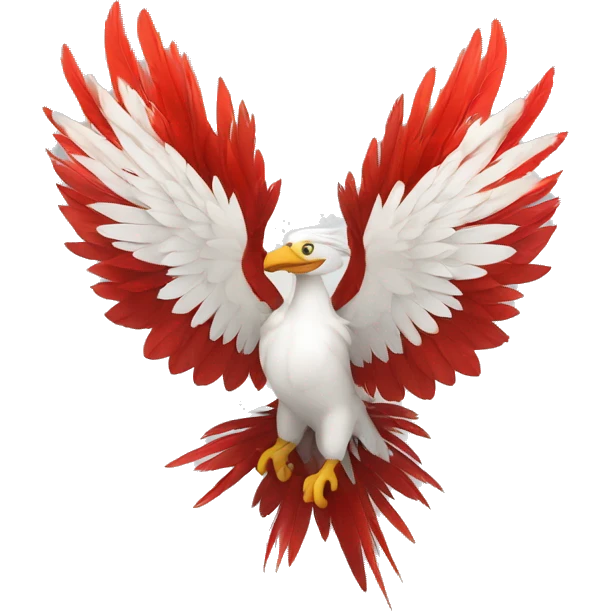 Un fenix avec les plumes blanches et rouges  emoji