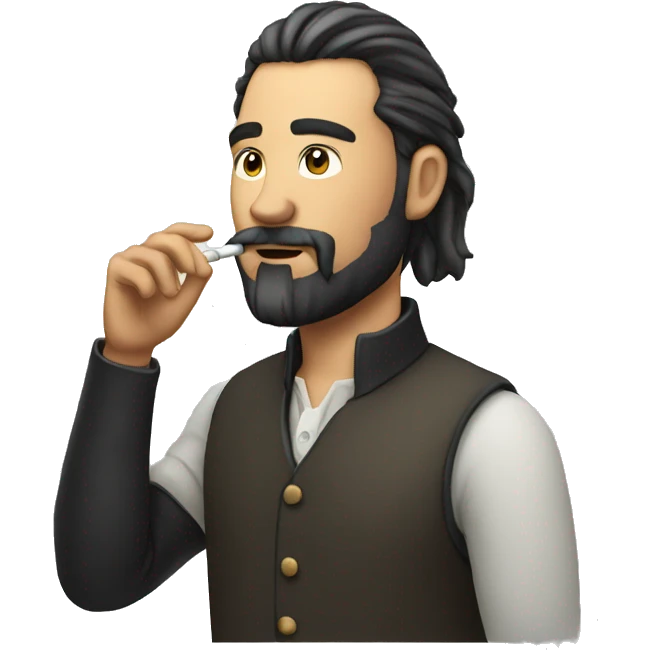 Man with beard and pony tail smoking  emoji