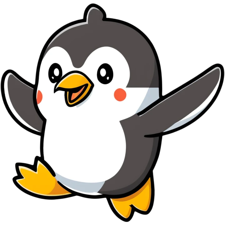 flying penguin with wings spread emoji