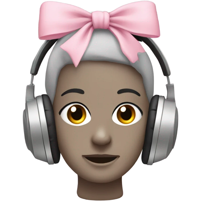 light grey full head headphones with light pink bows on the bit that goes on your ear emoji