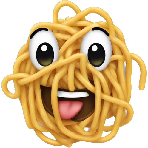 smiley with spaghetti mouth emoji