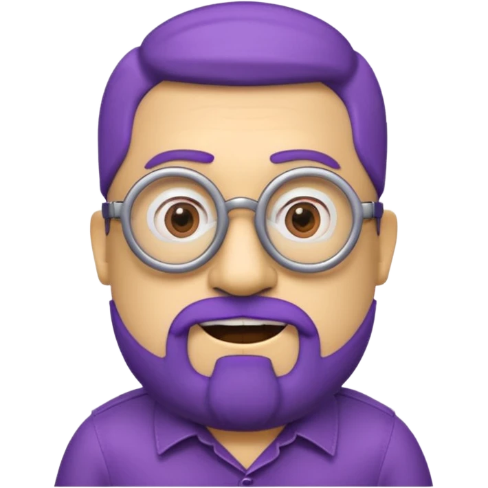 un minions di colore viola con il pizzetto e gli occhiali da vista emoji