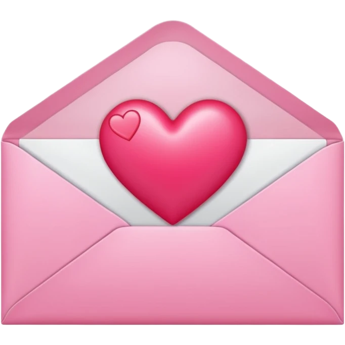 envelope with a heart sticking out of it in y2k style, the heart is bright reddish pink and glossy emoji