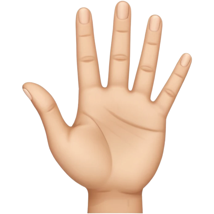 hand emoji, where the palm is facing us. all fingers are straight except for the middle finger. The midde finger is bent and pointing towards the forground emoji