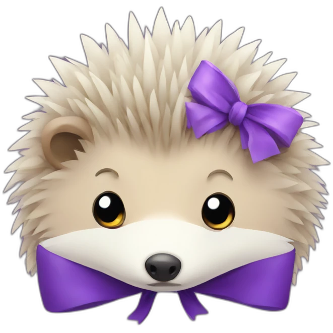 Sad hedgehog with a purple bow emoji
