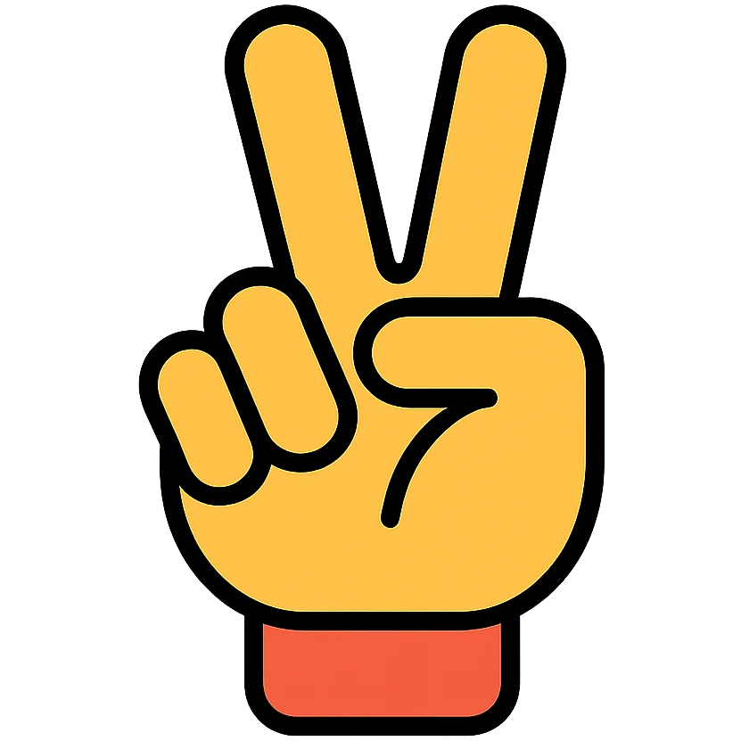 peace sign hand gesture facing down emoji