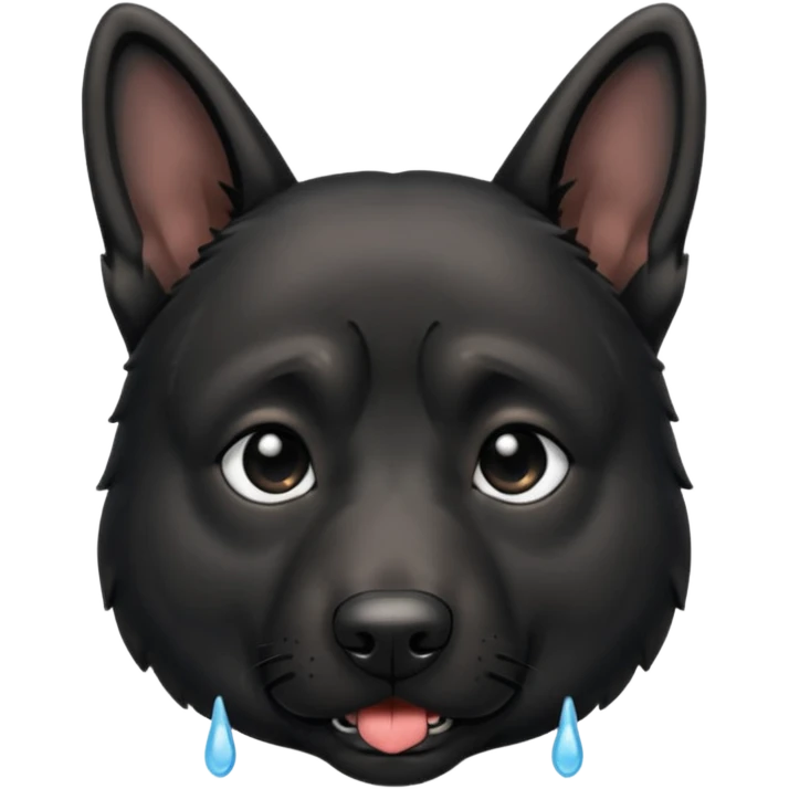 all black german shepherd face crying large tears looking sad emoji