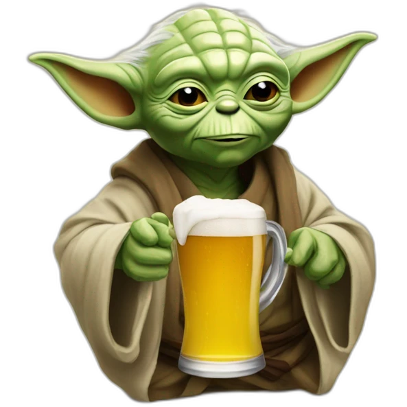 Yoda buvant une bière emoji