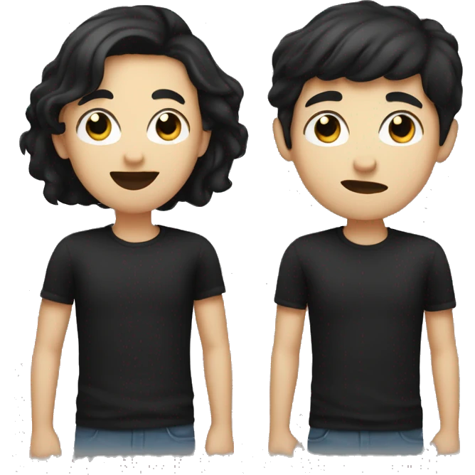 White person with black hair and black shirt giving a kiss gesture facing the screen  emoji