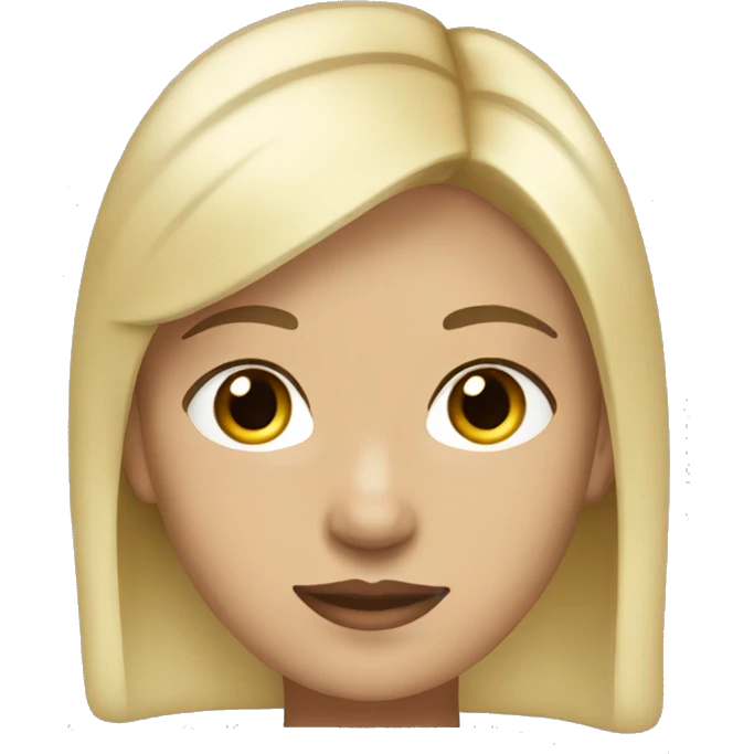 Blonde, short straight hair, brown eyes, wearing cross earrings, fair skin emoji
