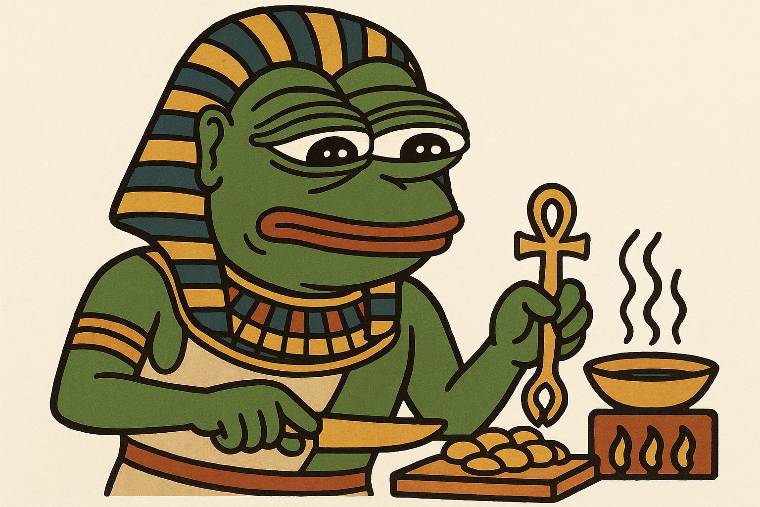 ancient Egyptian cooking scene in hieroglyphic style emoji