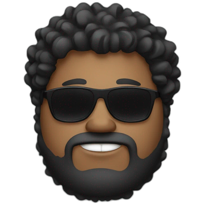 Fat guy with long curly black hair and sunglasses emoji