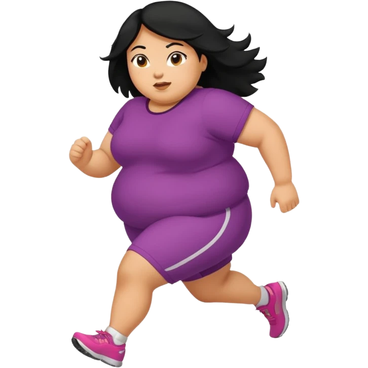 A fat girl running black hair Hispanic  emoji