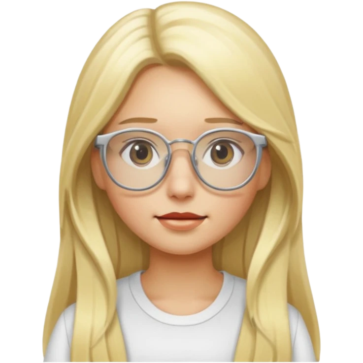 blonde girl with long hair and white glasses emoji