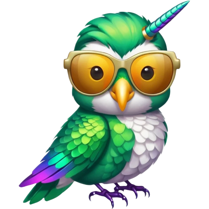 green hummingbird with sunglasses emoji