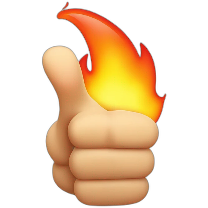 thumbs up with fire emoji