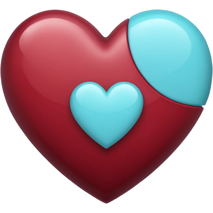 I need a heart with teal, maroon, and light blue in it. emoji