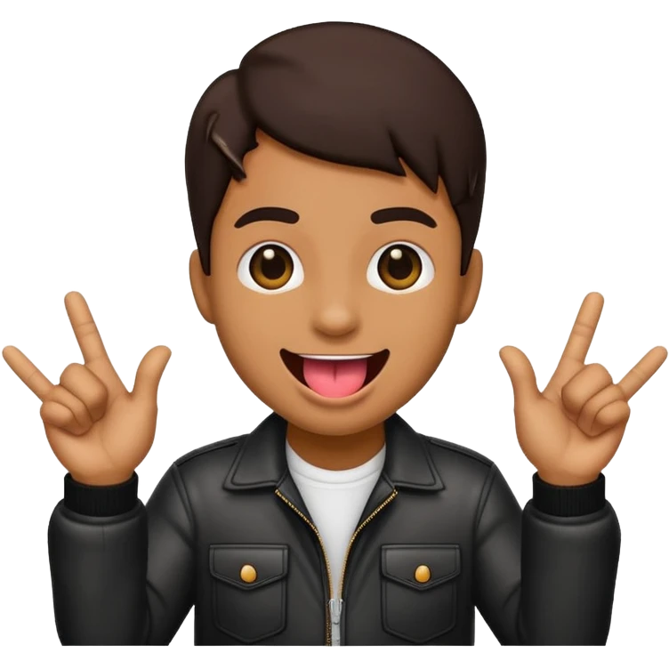 Black emoji sticking out tongue and holding up rockstar hands emoji