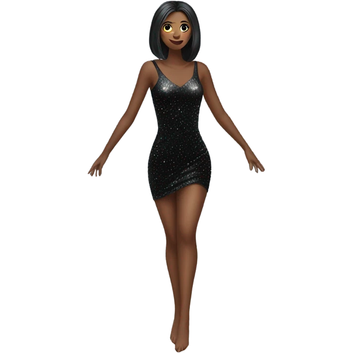 sparkly short black bodycon dress floating in the air emoji