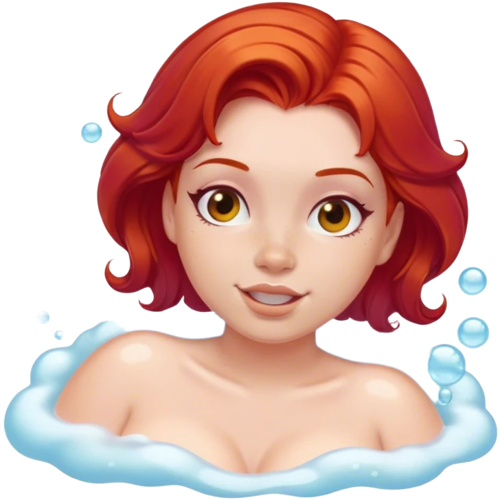 Red hair voluptuous bubble bath emoji
