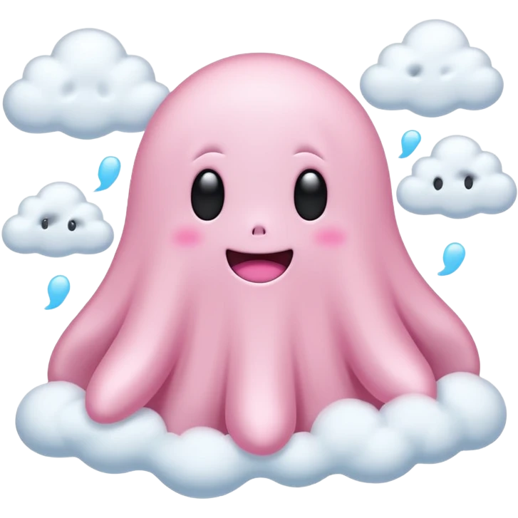cutesy pastel pink ghost with clouds emoji