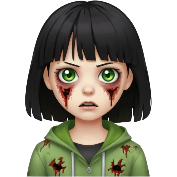 girl zombie with half black hair with bangs  emoji