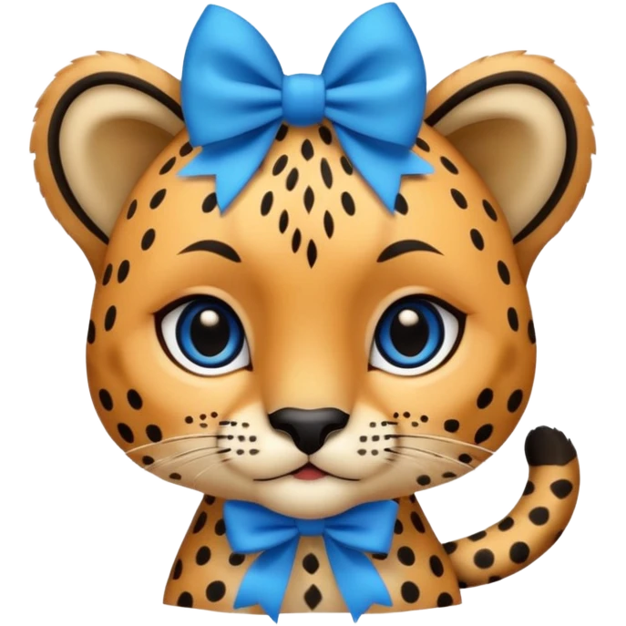 cute cheetah with blue bow emoji
