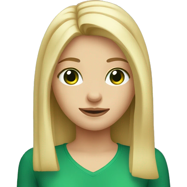 Blonde girl with straight medium hair and green eyes  emoji