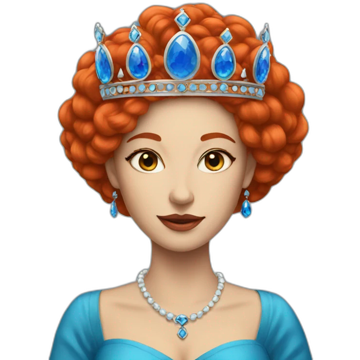 A queen with red hair with blue emoji