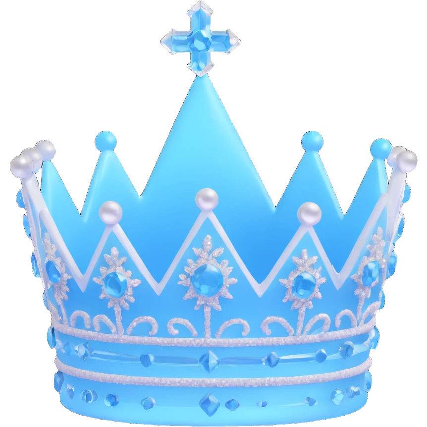 a small but tall crown made of ice, visually striking, intricate icy details emoji