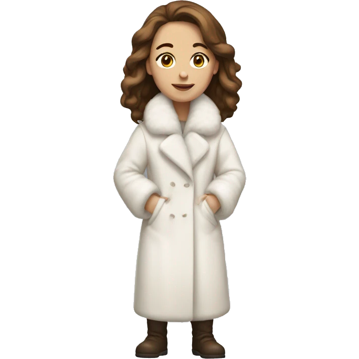 full body white woman with brown hair and white full furrcoat emoji