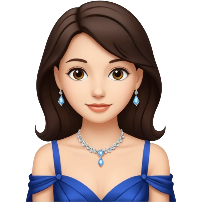 a beautiful brunette hair princess wearing a gown with elegant piercing and smile gently  emoji