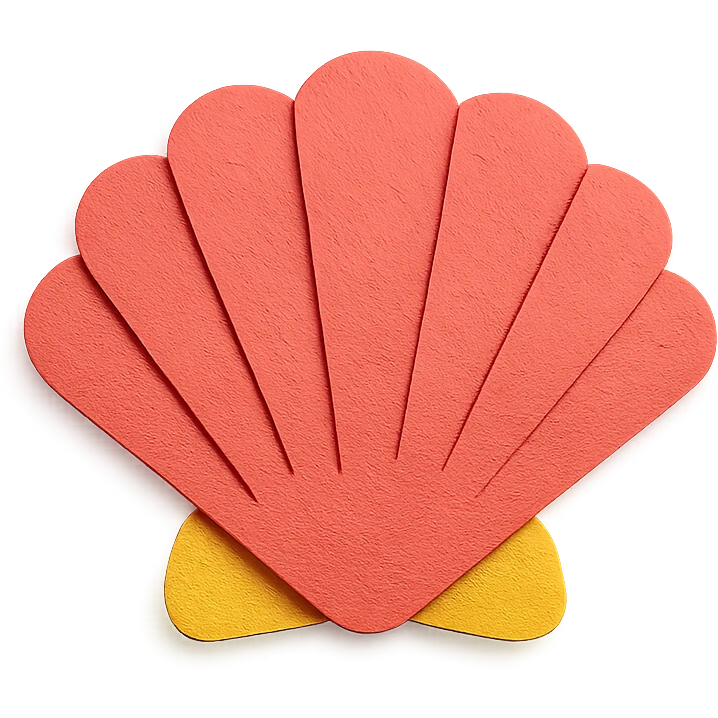 scallop shell, textured paper details, gentle shadows emoji
