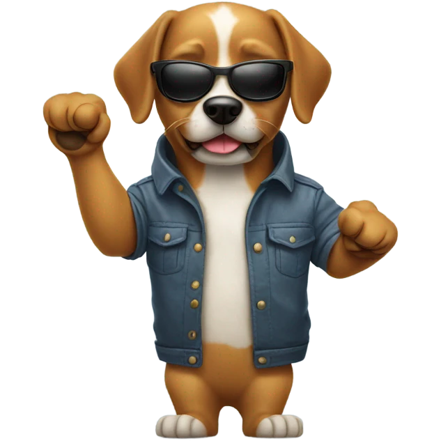 Dog waving in sunglasses emoji