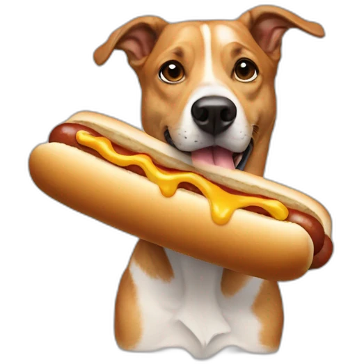 Dog eat hot dog emoji