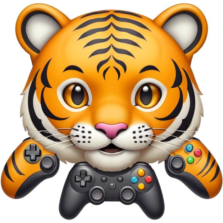 tiger face with gaming controller for Twitch emote emoji