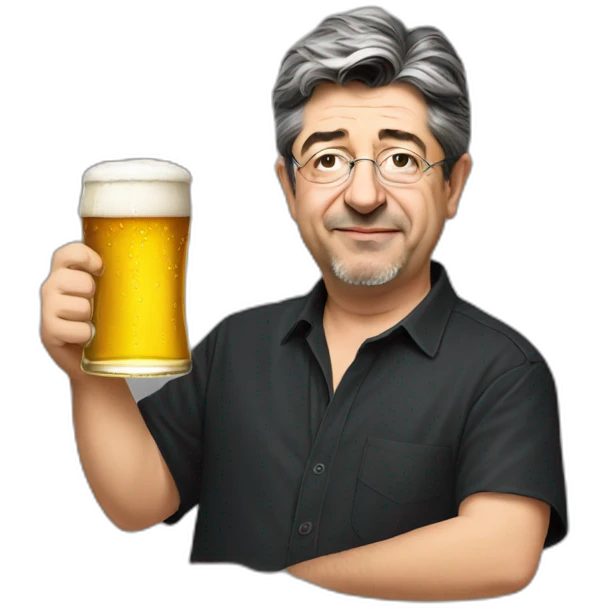 Melenchon with beer emoji