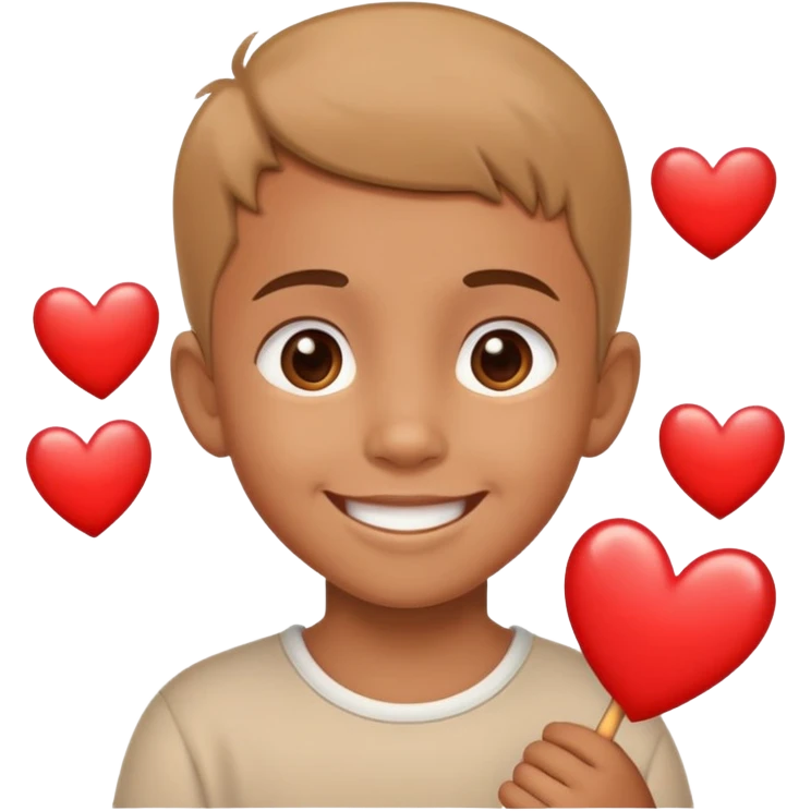 child saying I love you to family with hearts and smiling faces, warm and loving emoji