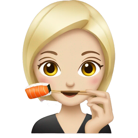 Woman eating sushi emoji