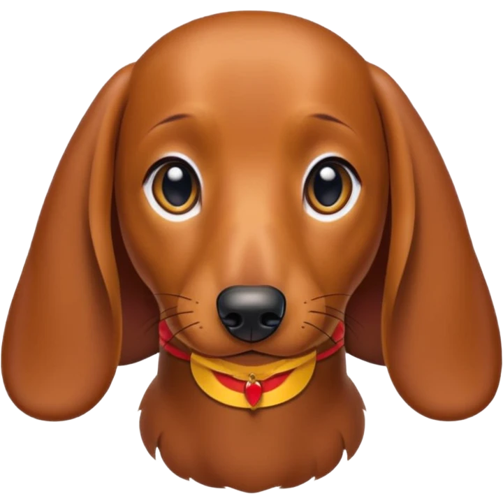 A dachshund with a neck like a turkey’s emoji