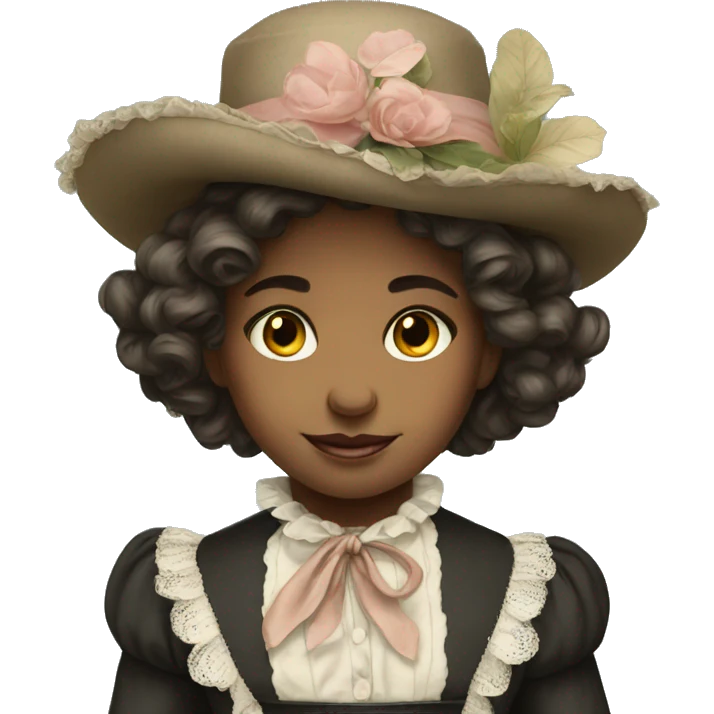 
young girl in 19th century costume emoji