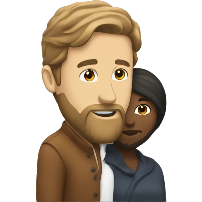 White Guy with beard kissing brown girl emoji
