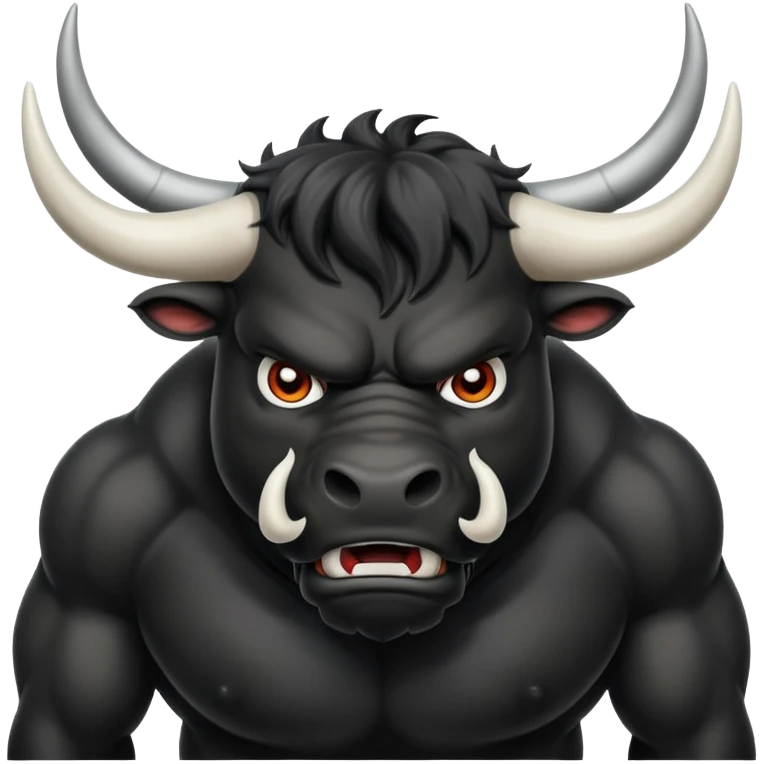 black angry powerful with white horns bull emoji emoji